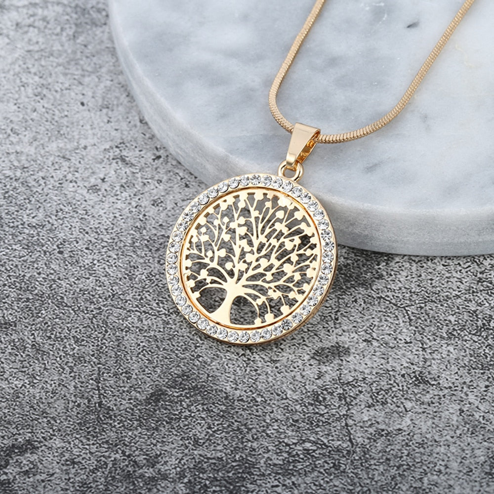 Hot Small Tree of Life Crystal Pendant Necklace for Women Gifts
