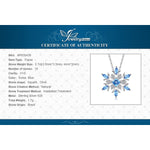 Snowflake Natural Swiss Blue Topaz Pendant Necklace