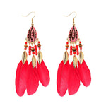 Bohemian Feather Tassel Earrings