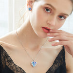 Women Necklace Earrings Jewelry Set With Crystals Women Heart Pendant Stud Fashion
