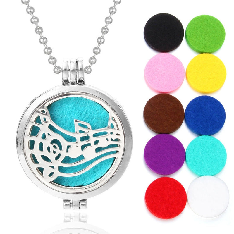 Tree of Life Aroma Necklace Essential Oils Diffuser Necklace Locket Pendant Free with 10pcs Oil Pads