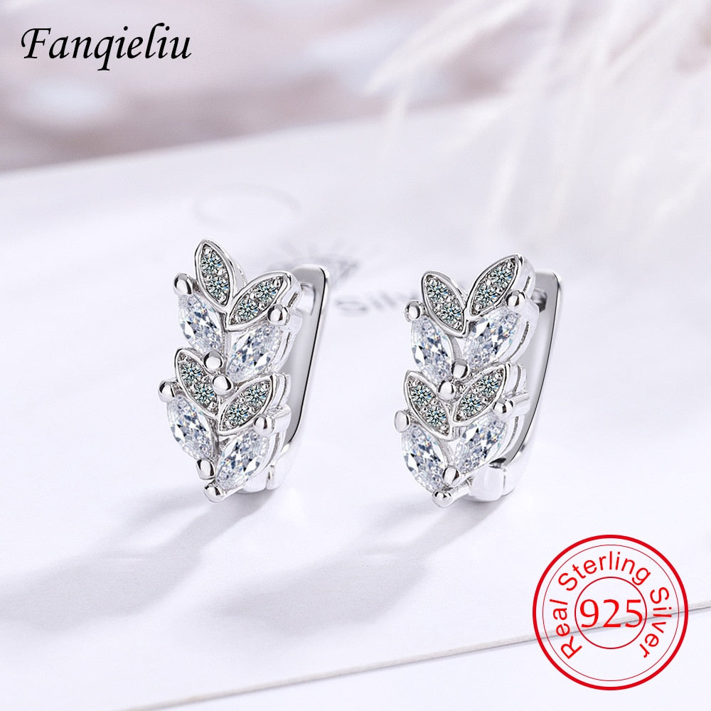 925 Sterling Silver Hoop Crystal Earrings