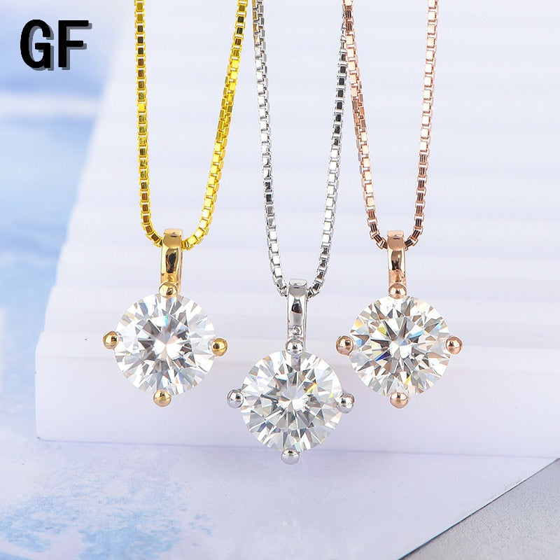 18K White Yellow Rose Gold 1ct Moissanite Pendant