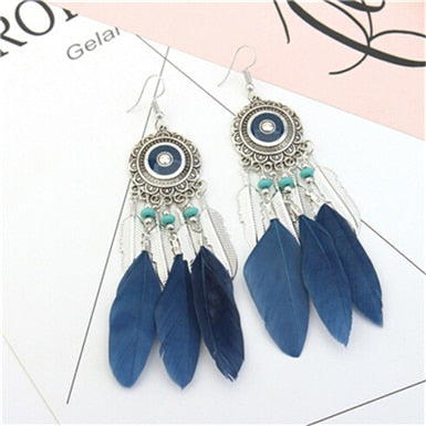 Feather Style Ethnic Boho Big Dangle Earring
