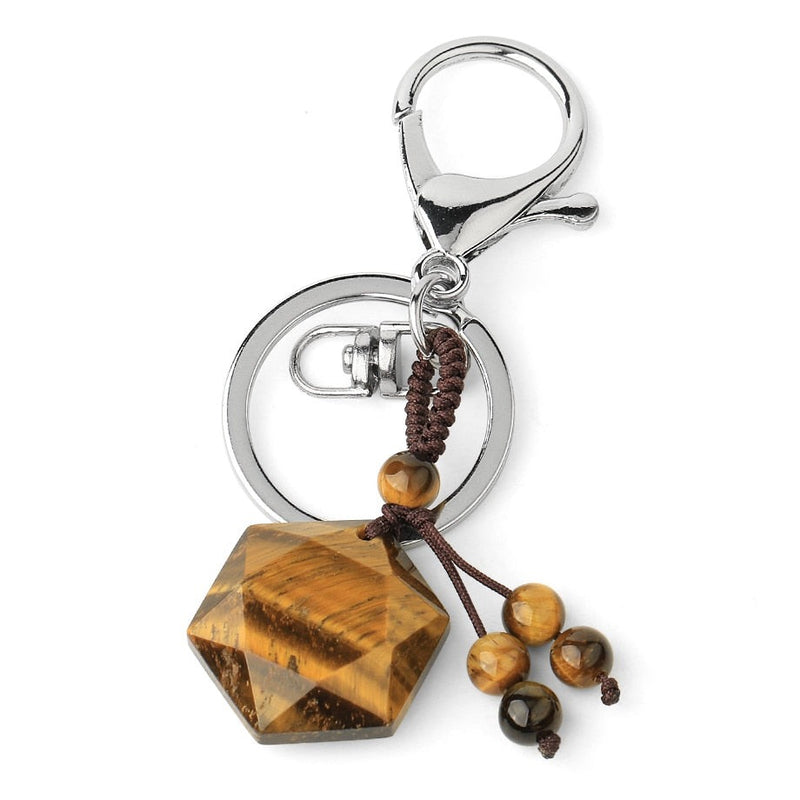 Hexagram Natural Stone Keychains