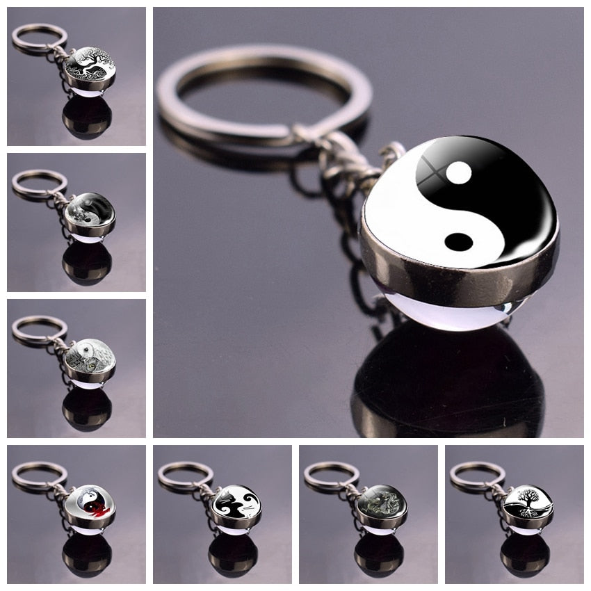 Glass Ball Pendant Keychains