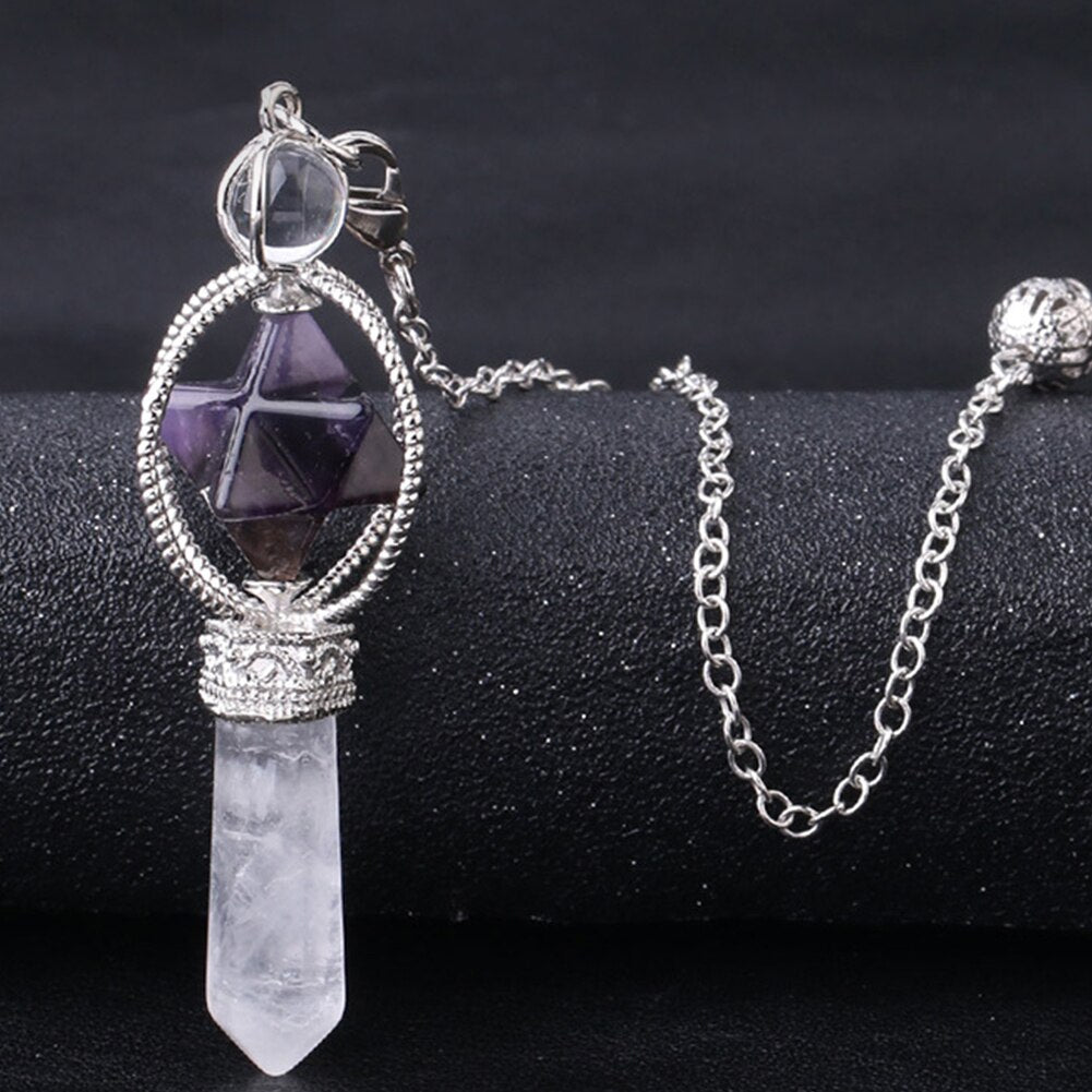 YOGA DOWSING AMULET CHARM HEALING CRYSTAL CHAIN PENDULUM