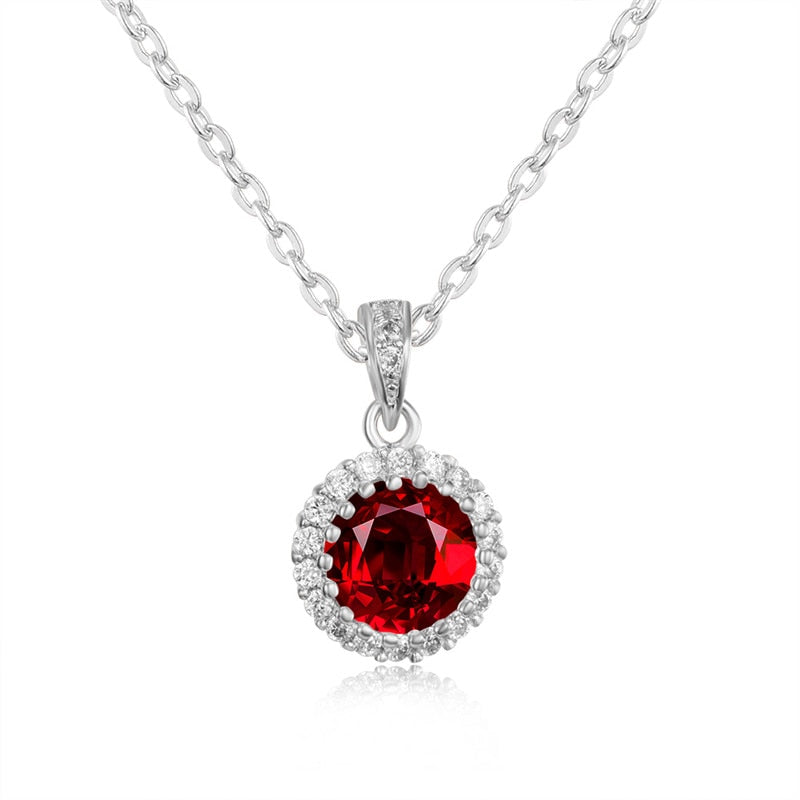 Dainty Female Red Green Pendant Necklace