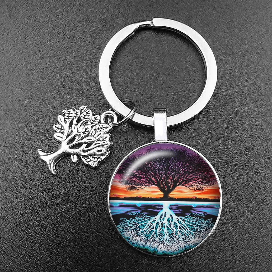 Crystal Glass Tree of Life Keychain