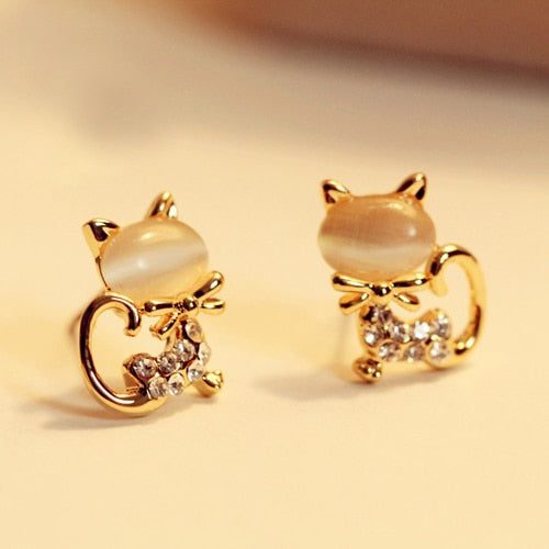 Luxury Gold Color Colorful Crystal Bow Stud Earrings