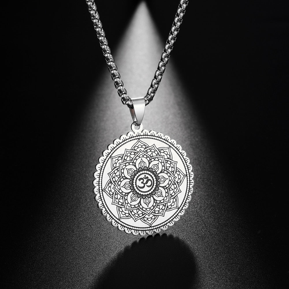 Vintage Buddhism Mandala Yoga Pendant OM Necklace