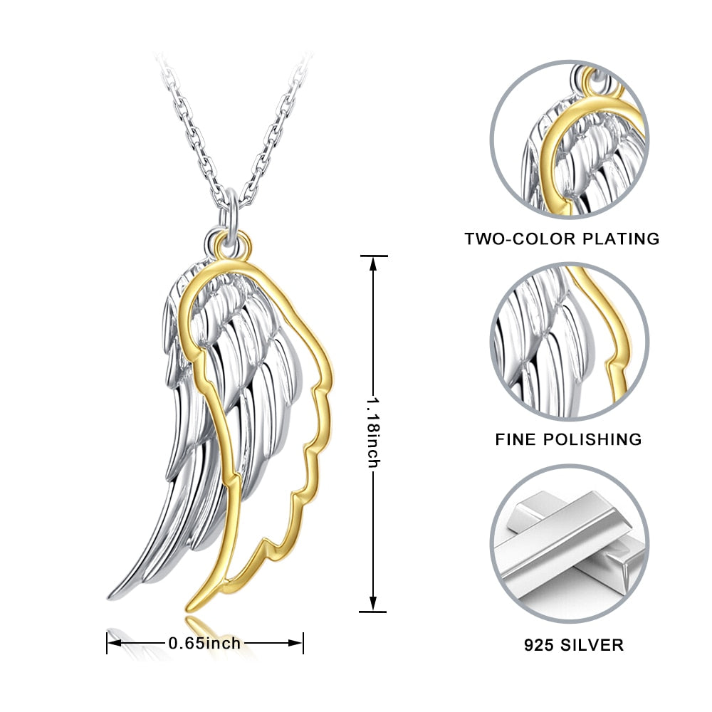 925 Sterling Silver Wing of Angel Necklace