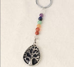 Tree of Life Keychain 7 Chakra Water Drop Natural Stone Key Holder