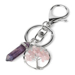 Natural Stone Fluorite Tree of Life Pendants Keychain