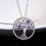 Tree of Life Zircon Round Pendant Necklace