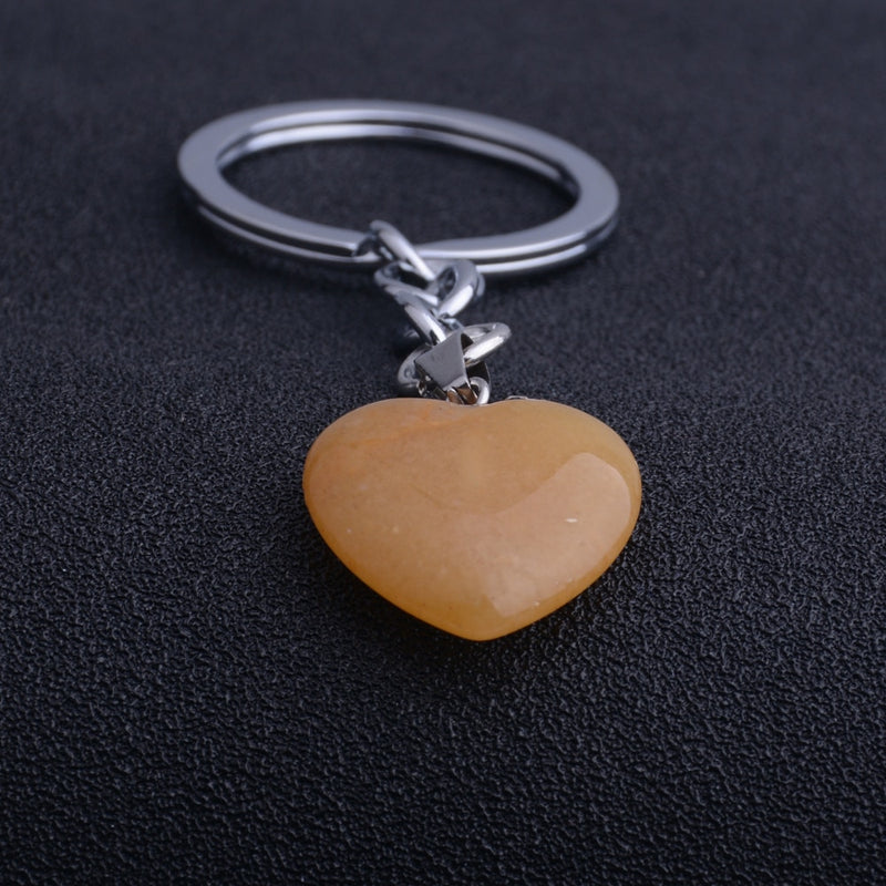 Heart-Shaped Natural Crystal Stone Keychain