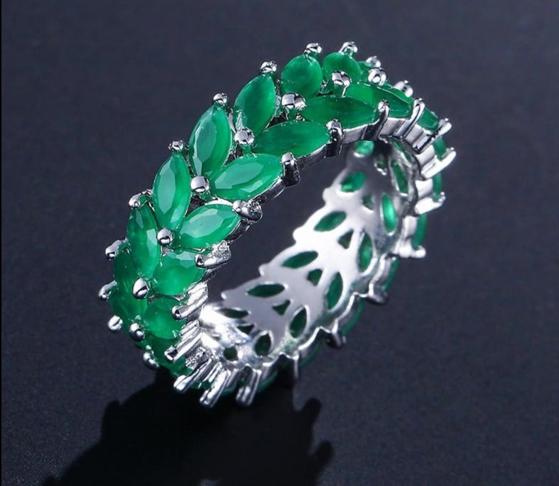 Zirconia Olive Branch Finger Ring