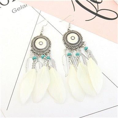 Feather Style Ethnic Boho Big Dangle Earring