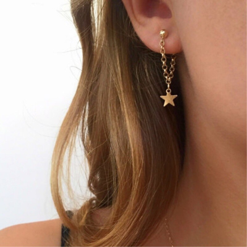 Long Crystal Tassel Gold Color Dangle Earrings