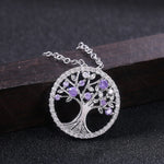 Tree of Life Zircon Round Pendant Necklace