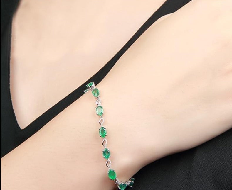 Silver 925 Jewelry Emerald Gemstone Bracelets