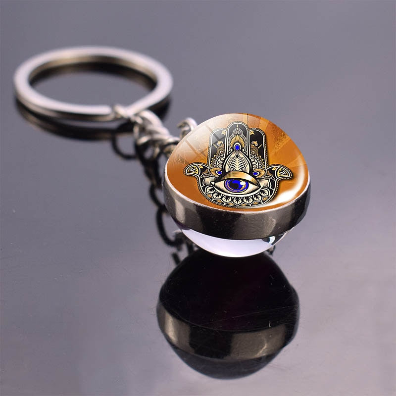 7 Chakra Yoga Meditation Glass Ball Key Chain
