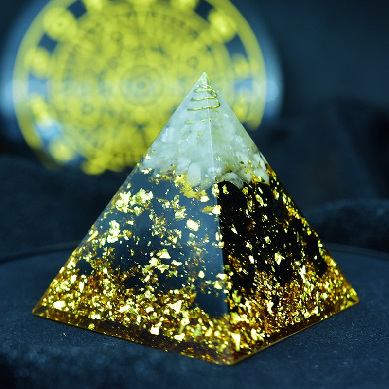 Ajna Chakra Raziel Natural White Crystal Resin Pyramid