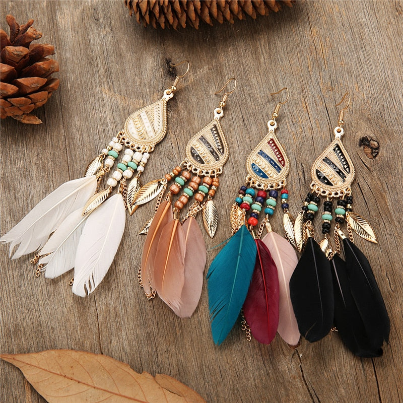 Fringed water drops earrings