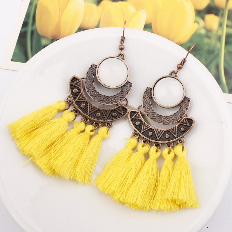 Tassel Earrings  Women Long Fringe Drop Earrings