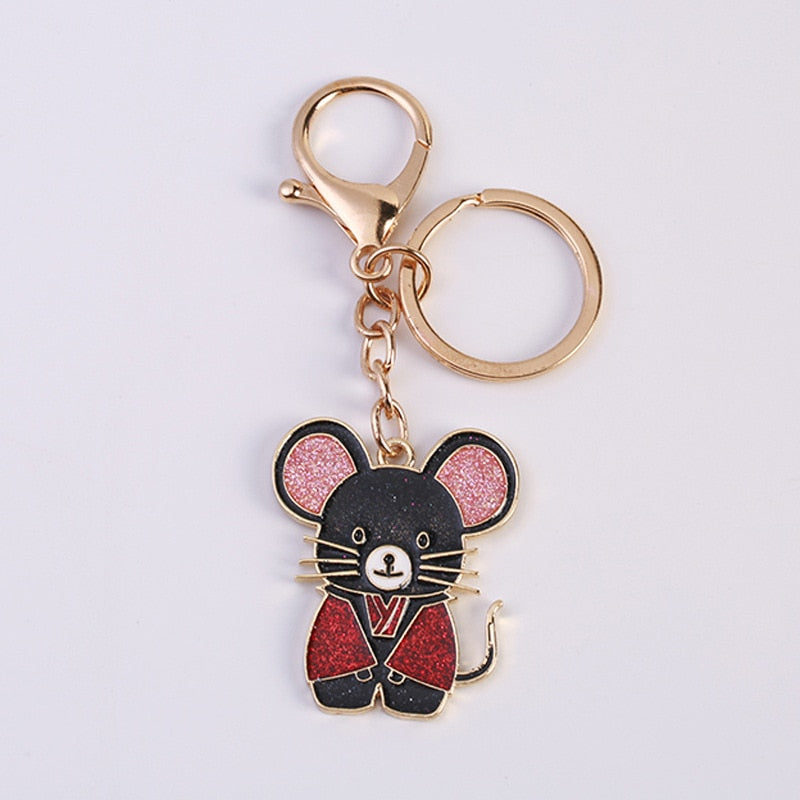 Cute Lucky 12 Zodiac Mouse Keychain