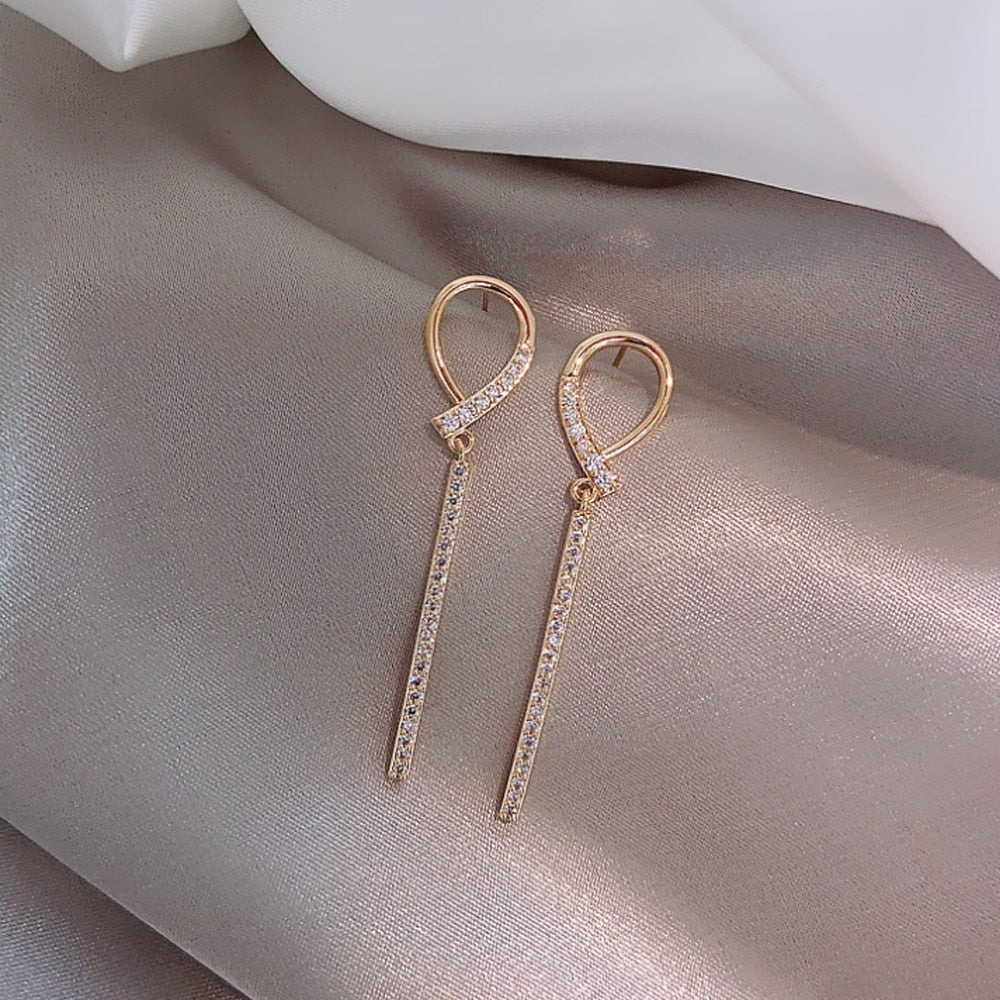 Crystal Bow Drop Earrings