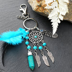 Small Handmade Feather Dream Catcher Keyring Keychain