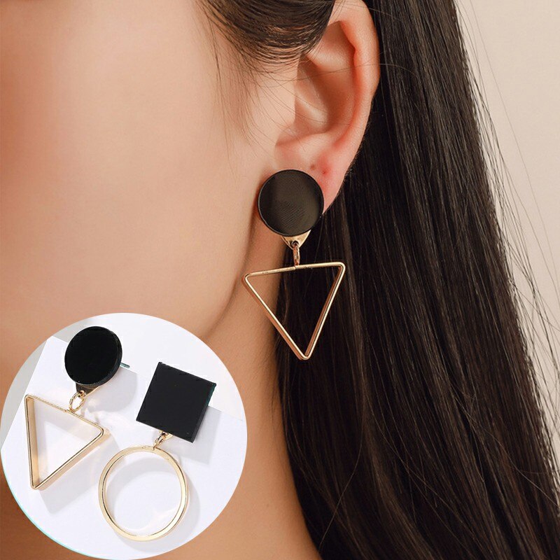 Long Crystal Tassel Gold Color Dangle Earrings