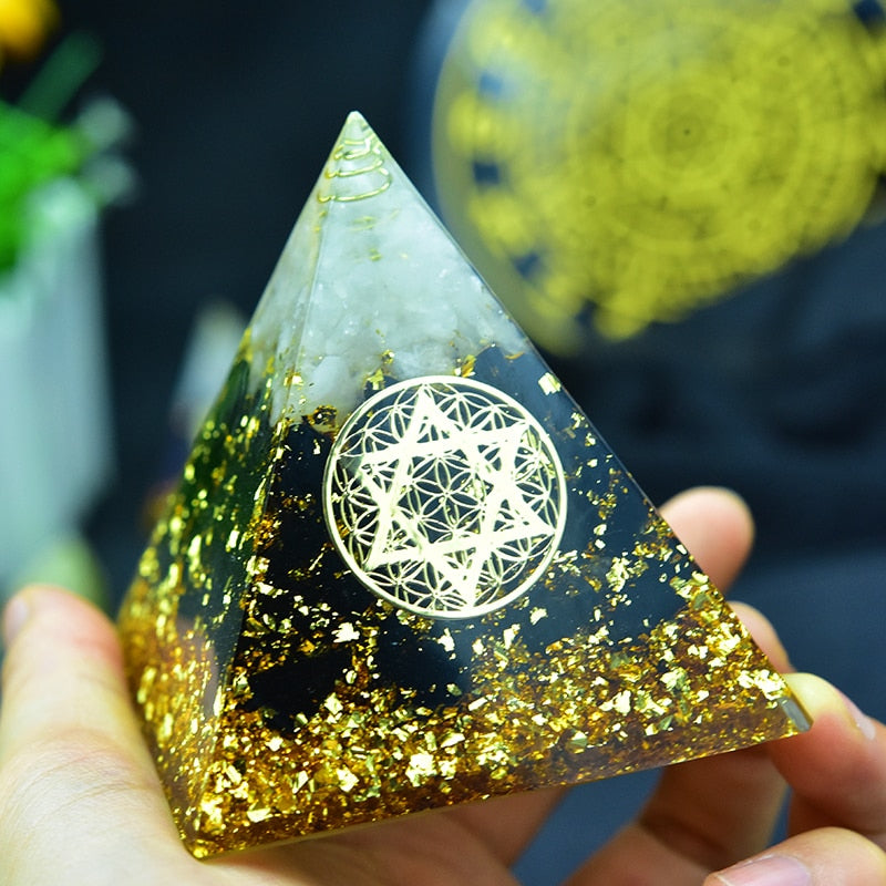 Ajna Chakra Raziel Natural White Crystal Resin Pyramid