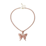 Statement Butterfly Tennis Chain Necklace
