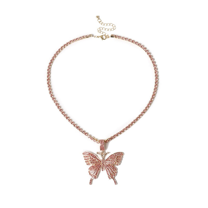 Statement Butterfly Tennis Chain Necklace