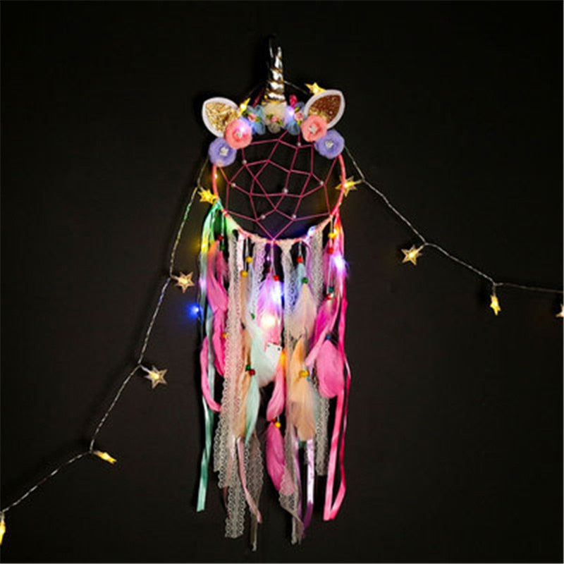 Indian Style Pink Unicorn Dreamcatcher Wind Chimes