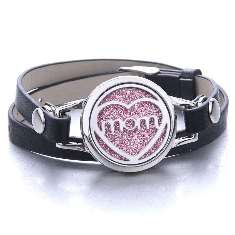 Oil Diffuser Locket Leather Bracelet