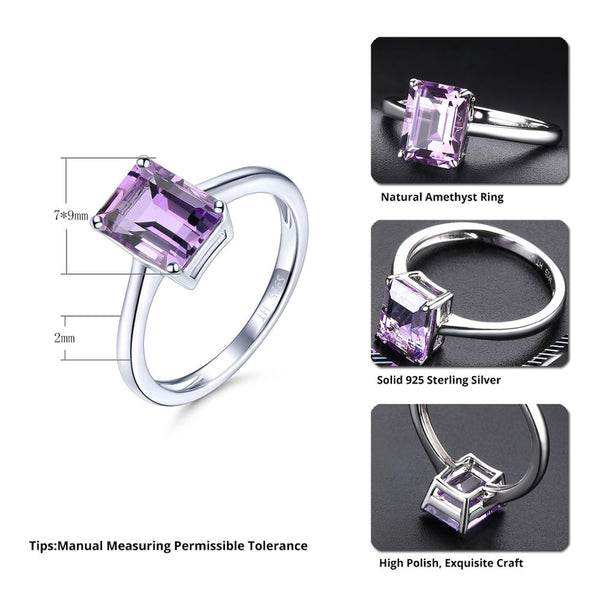 Natural African Amethyst Silver Women's Ring