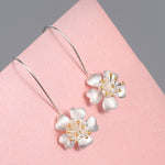 925 sterling silver Long Flower Earrings