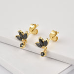 Three Zircon Purple Stud Earring