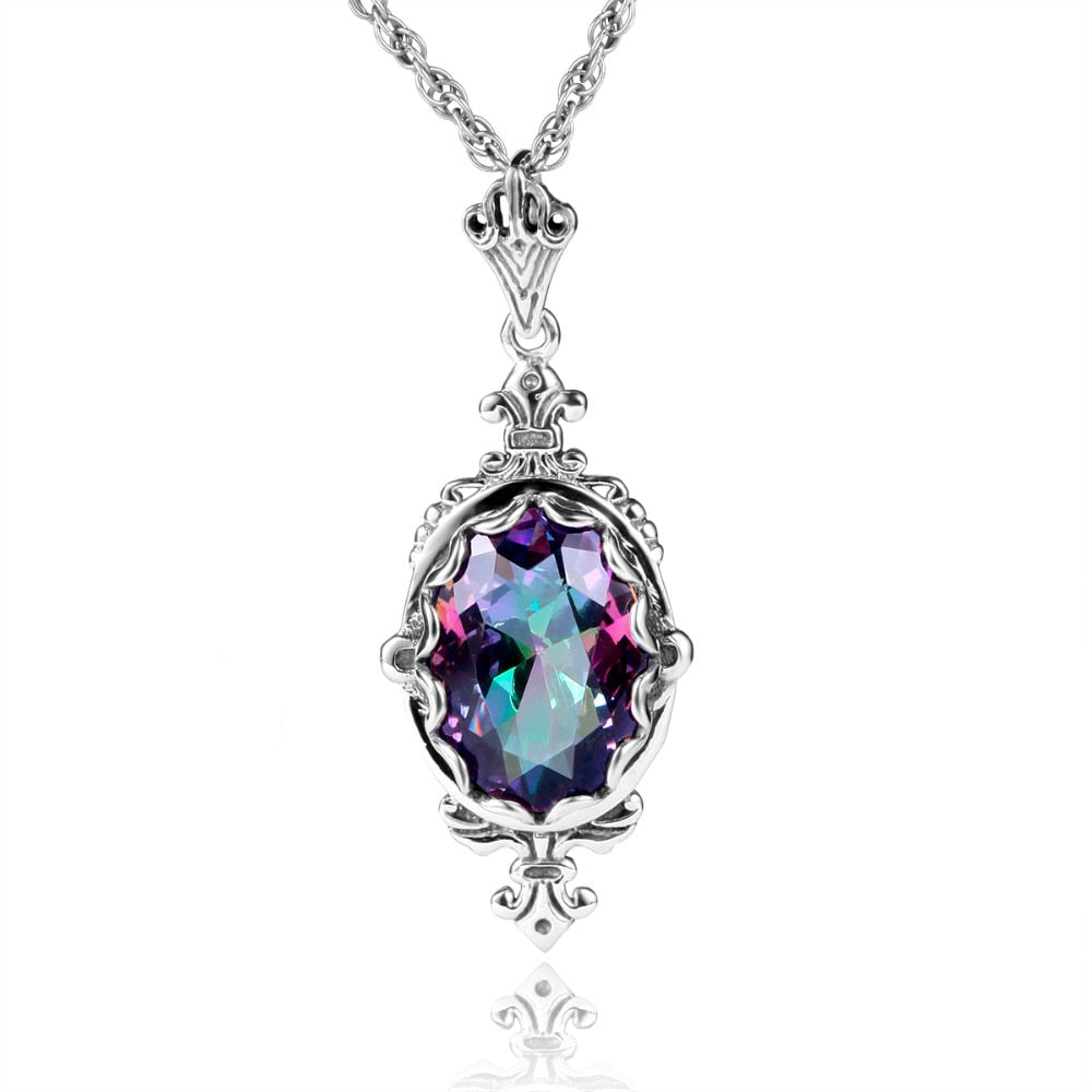 Carved Purple Gems Pendants Necklace