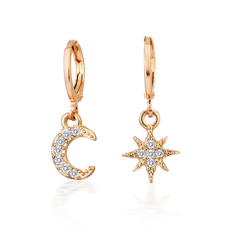 Long Crystal Tassel Gold Color Dangle Earrings