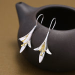 925 sterling silver Long Flower Earrings