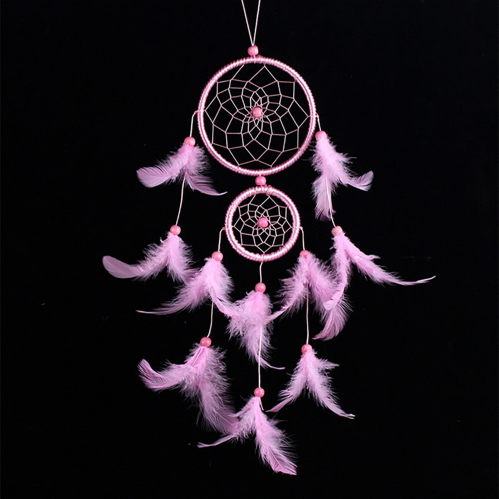 Handmade Lace Dream Catcher Feather Bead Hanging Decoration Ornament Gift Colorful Craft Dreamcatcher Heart Wind Chimes
