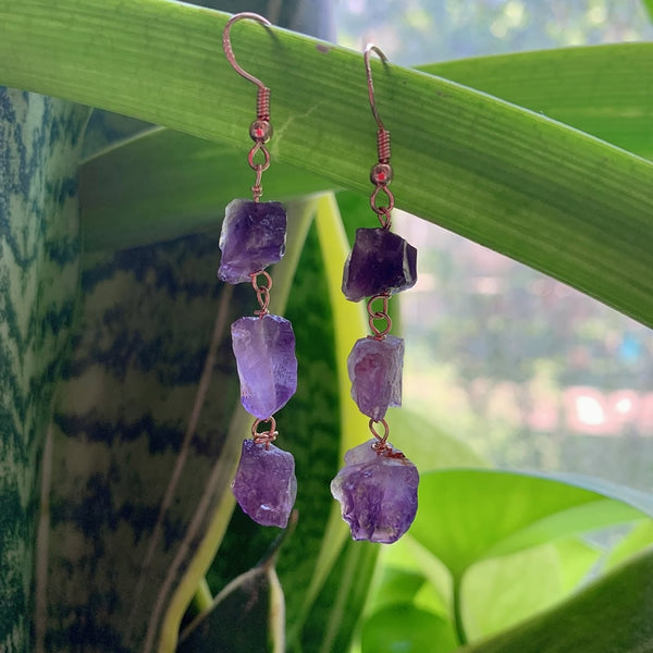 Stone Long Tassel Quartz Earrings