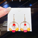 Circle Round Heart Deer Elk Pendant Earrings