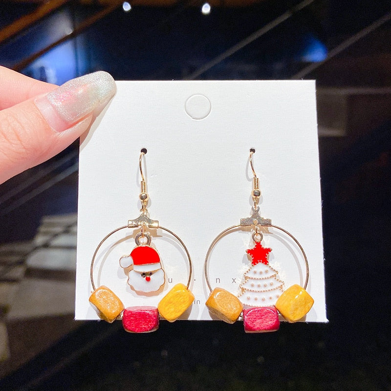 Circle Round Heart Deer Elk Pendant Earrings