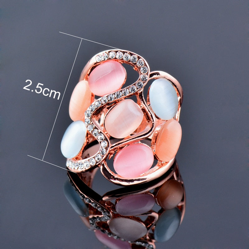 Luxury Hollow Multicolor Opal Stone Rings