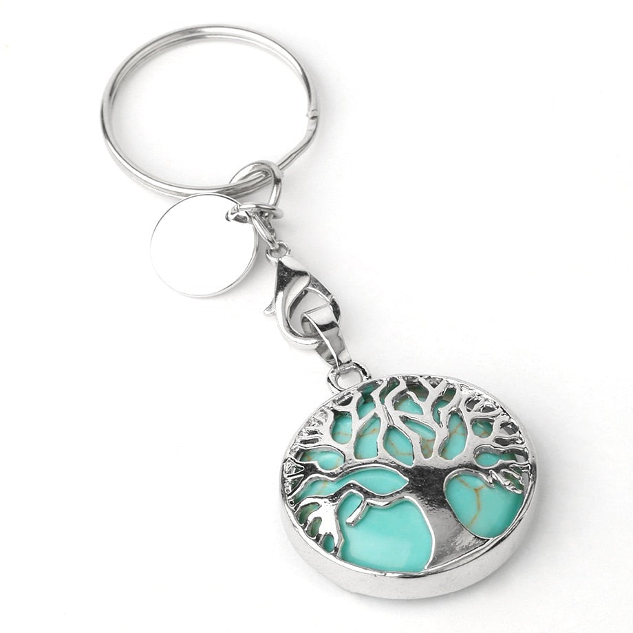 Luxury Crystal Stone Tree of Life Keychain